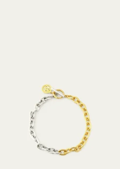 Ben-AmunTwo-Tone Link Necklace with Logo, 16