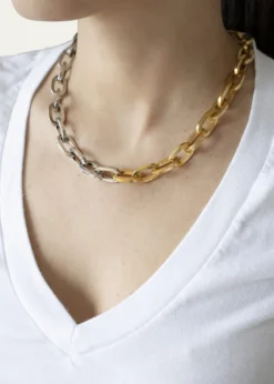 Ben-AmunTwo-Tone Link Necklace, 18"L