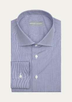 Bergdorf GoodmanMen's Cotton Micro-Check Spread Collar Dress Shirt