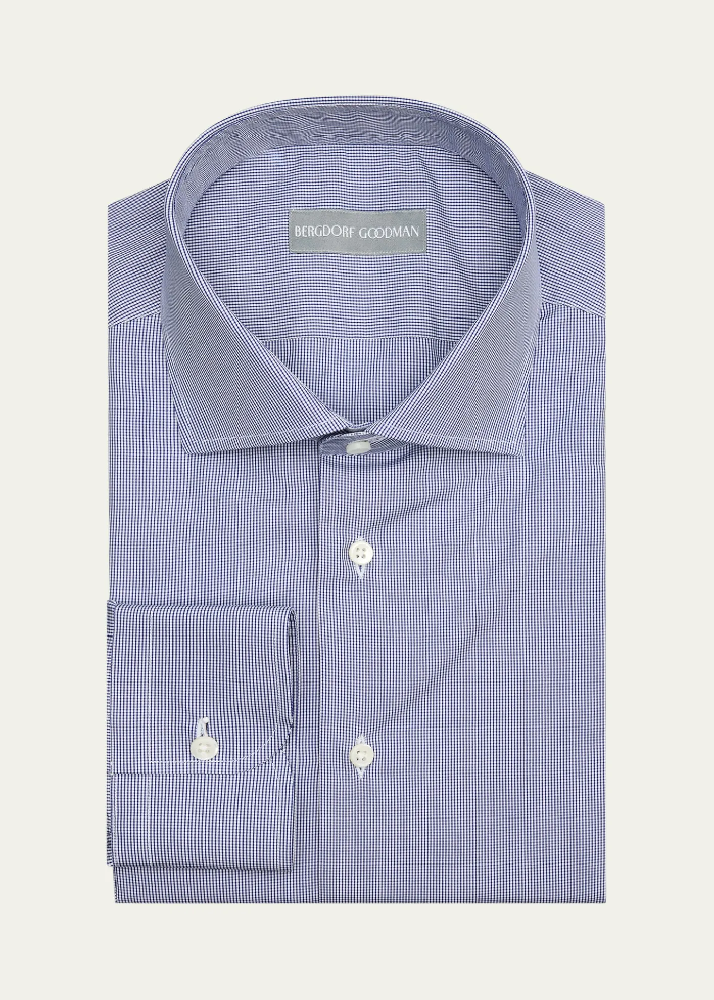Bergdorf GoodmanMen's Cotton Micro-Check Spread Collar Dress Shirt