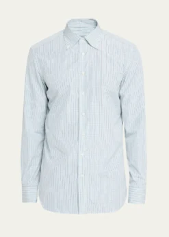 Bergdorf GoodmanMen's Cotton Tattersall Check Button-Collar Sport Shirt