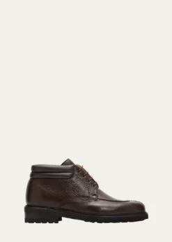Bergdorf GoodmanMen's Grained Leather Napa-Collar Ankle Boots