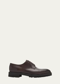 Bergdorf GoodmanMen's Lug-Sole Calfskin Derby Shoes