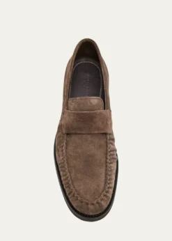 Bergdorf GoodmanMen's Suede Moc-Toe Penny Loafers