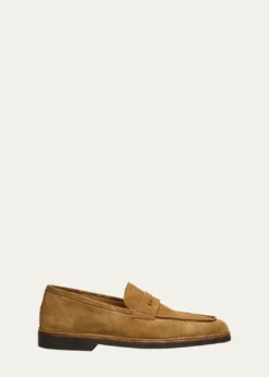 Bergdorf GoodmanMen's Suede Flex-Sole Penny Loafers