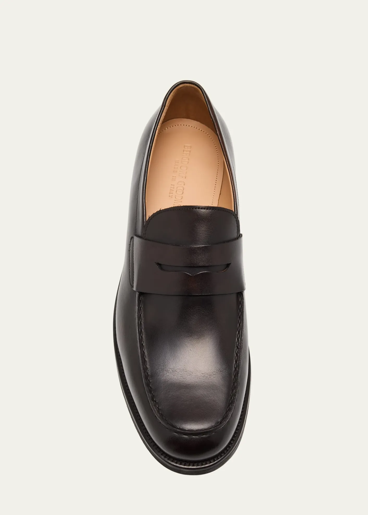 Bergdorf GoodmanMen's Brushed Leather Rubber-Sole Penny Loafers