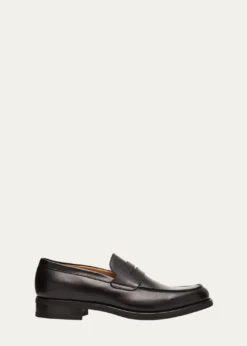 Bergdorf GoodmanMen's Brushed Leather Rubber-Sole Penny Loafers