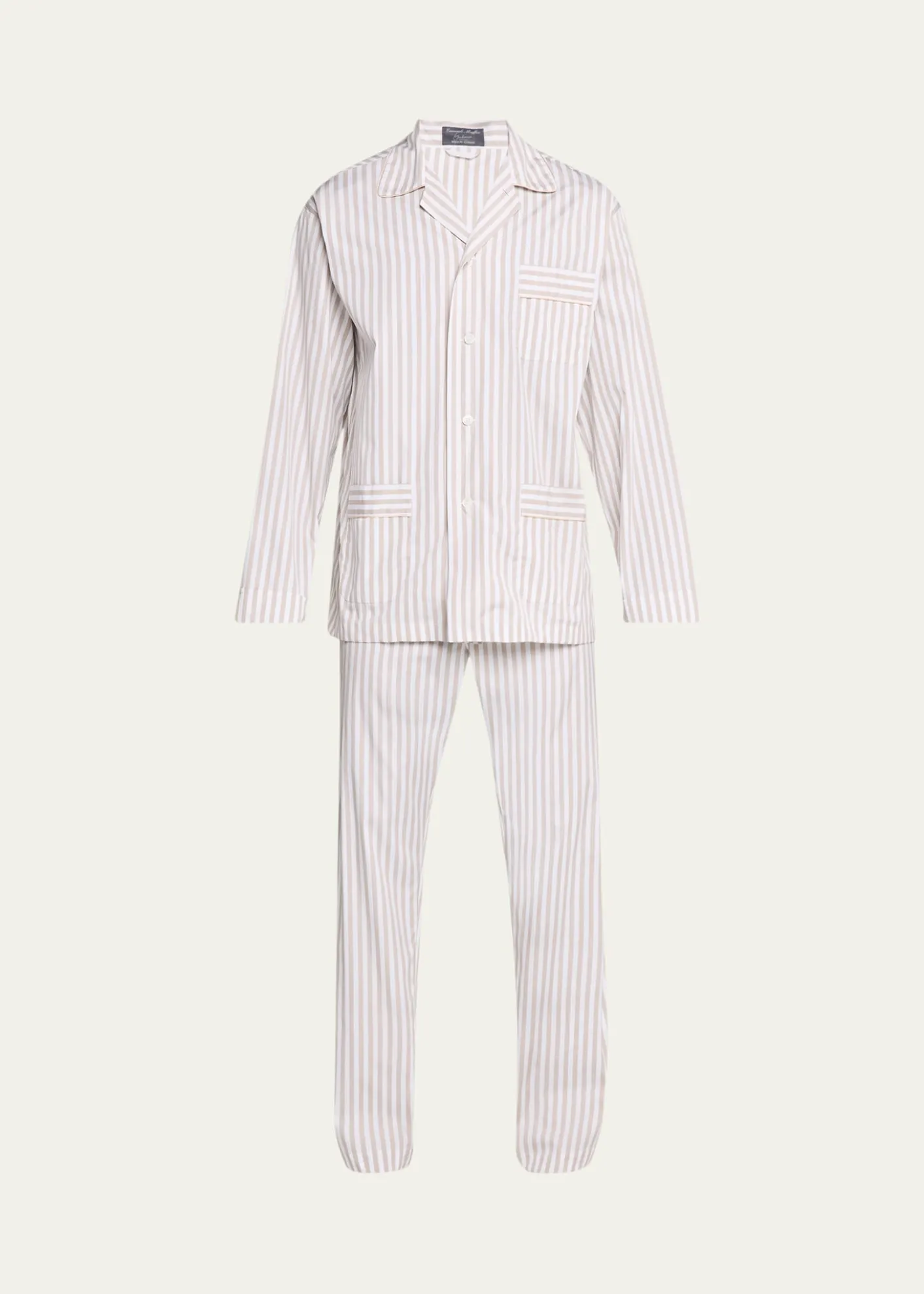 Bergdorf GoodmanMen's Cotton Pinstripe Long Pajama Set