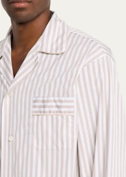 Bergdorf GoodmanMen's Cotton Pinstripe Long Pajama Set