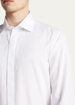Bergdorf GoodmanMen's Formal Twill Fly-Front Dress Shirt