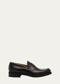 Bergdorf GoodmanMen's Matte Leather Rubber-Sole Penny Loafers