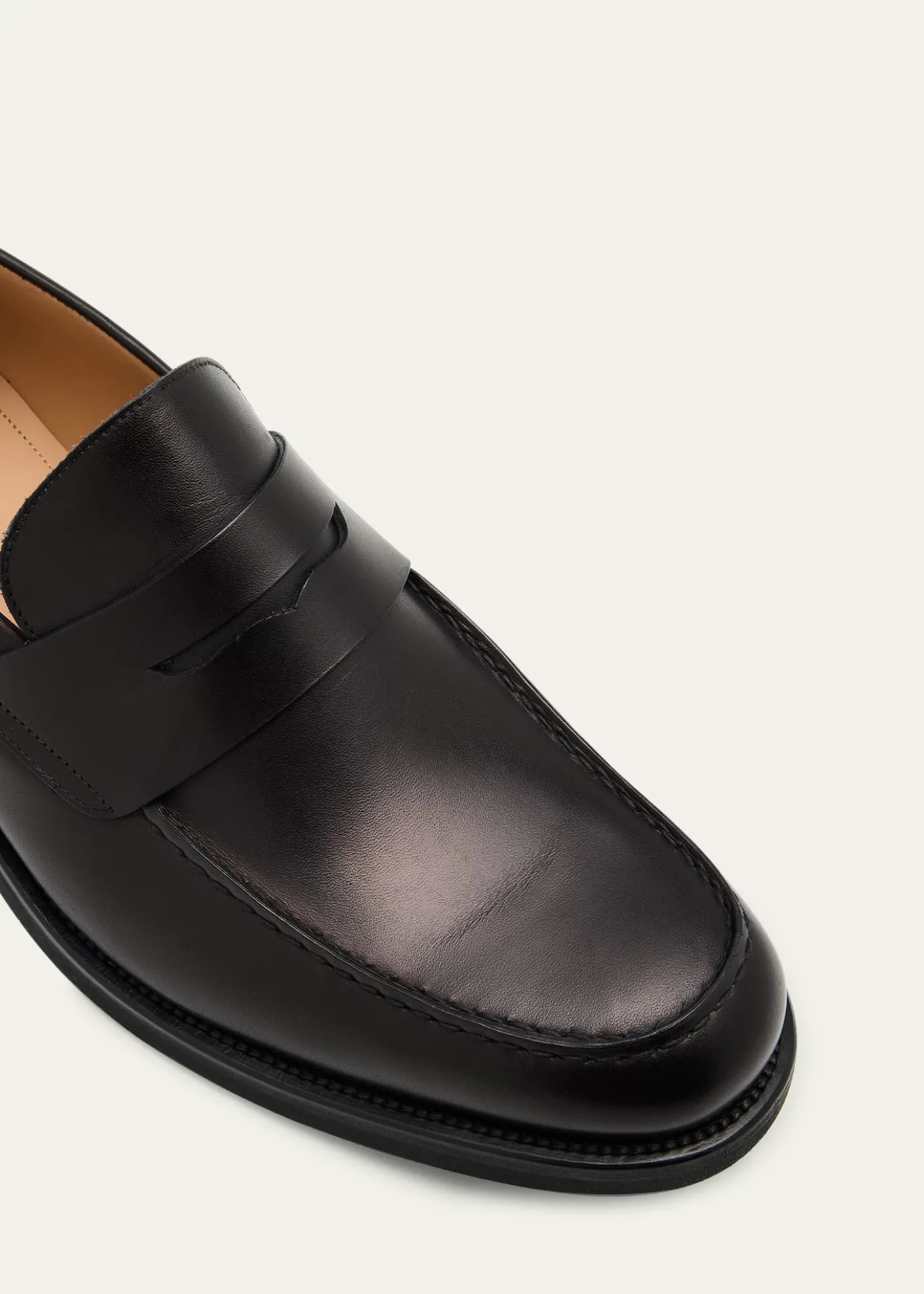 Bergdorf GoodmanMen's Matte Leather Rubber-Sole Penny Loafers