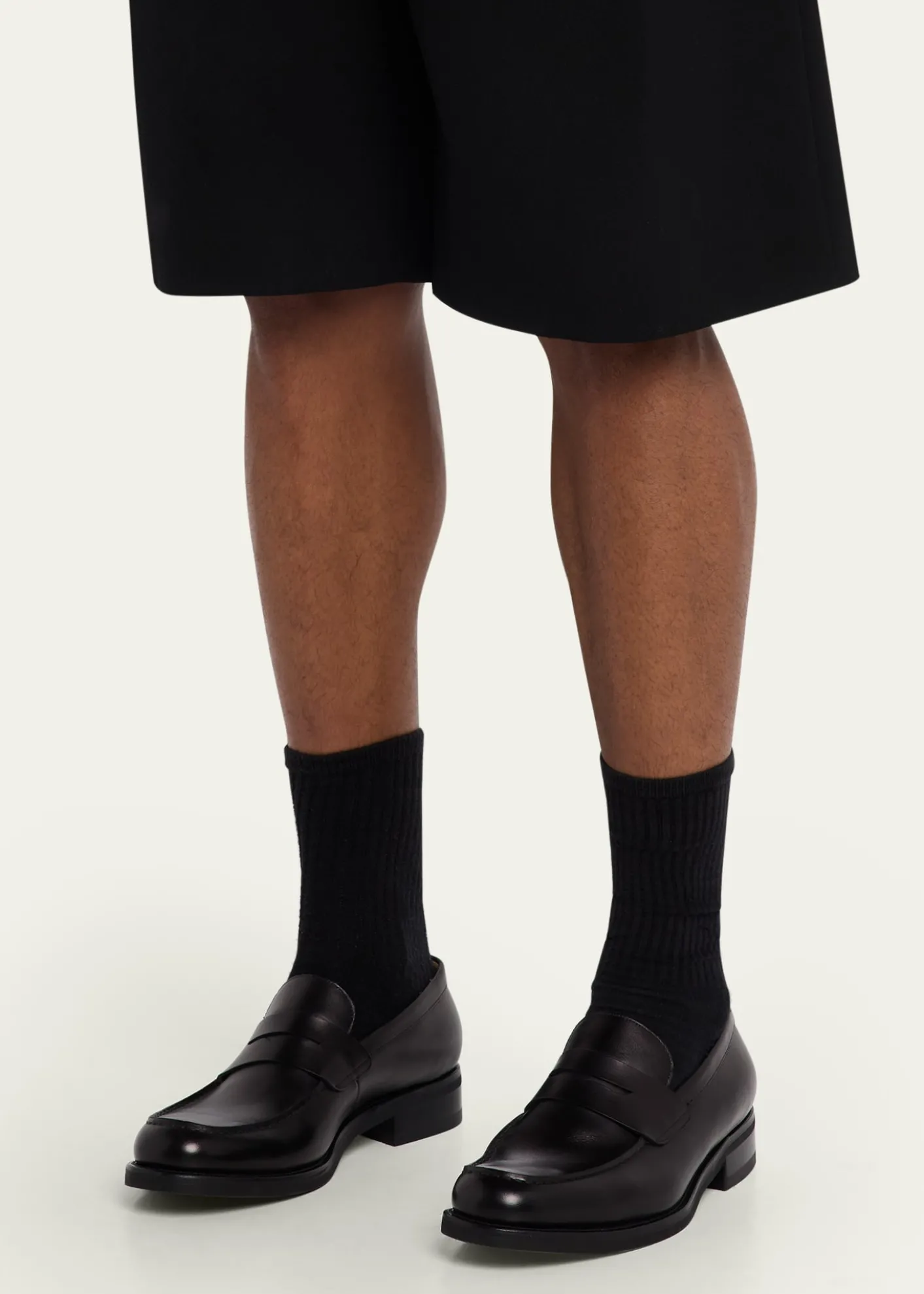 Bergdorf GoodmanMen's Matte Leather Rubber-Sole Penny Loafers