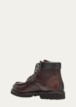 Bergdorf GoodmanMen's Moc-Toe Grained Leather Lace-Up Boots