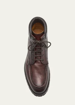 Bergdorf GoodmanMen's Moc-Toe Grained Leather Lace-Up Boots