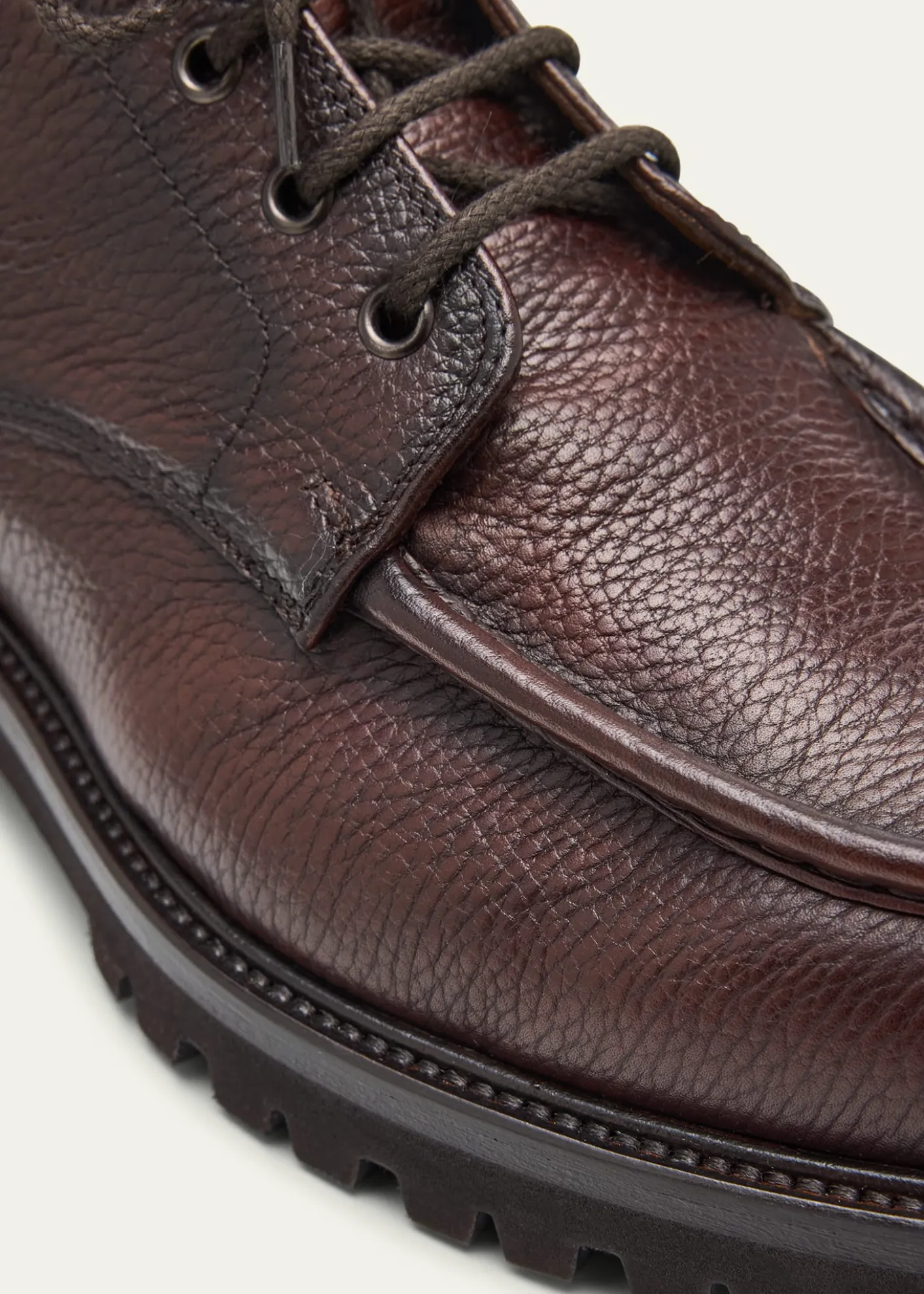 Bergdorf GoodmanMen's Moc-Toe Grained Leather Lace-Up Boots