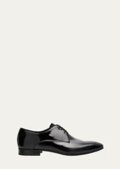Bergdorf GoodmanMen's Patent Leather Rubber-Sole Derby Shoes