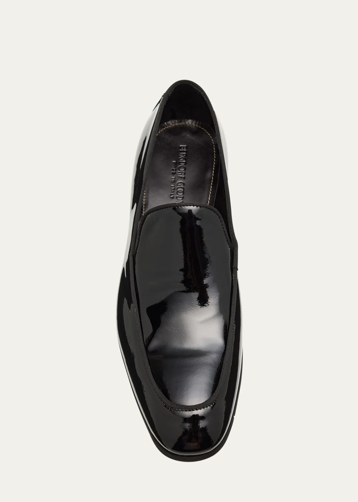 Bergdorf GoodmanMen's Piped Patent Leather Apron-Toe Venetian Loafers