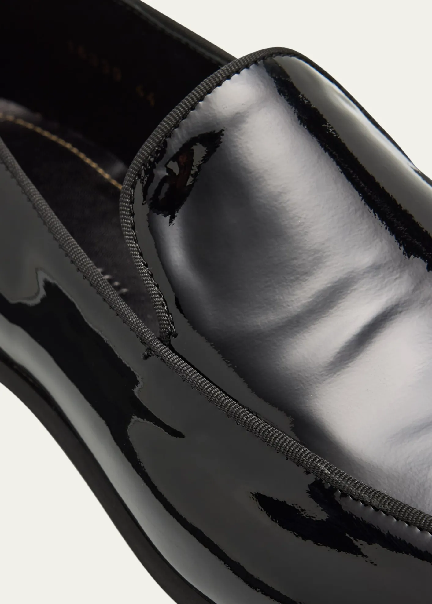 Bergdorf GoodmanMen's Piped Patent Leather Apron-Toe Venetian Loafers