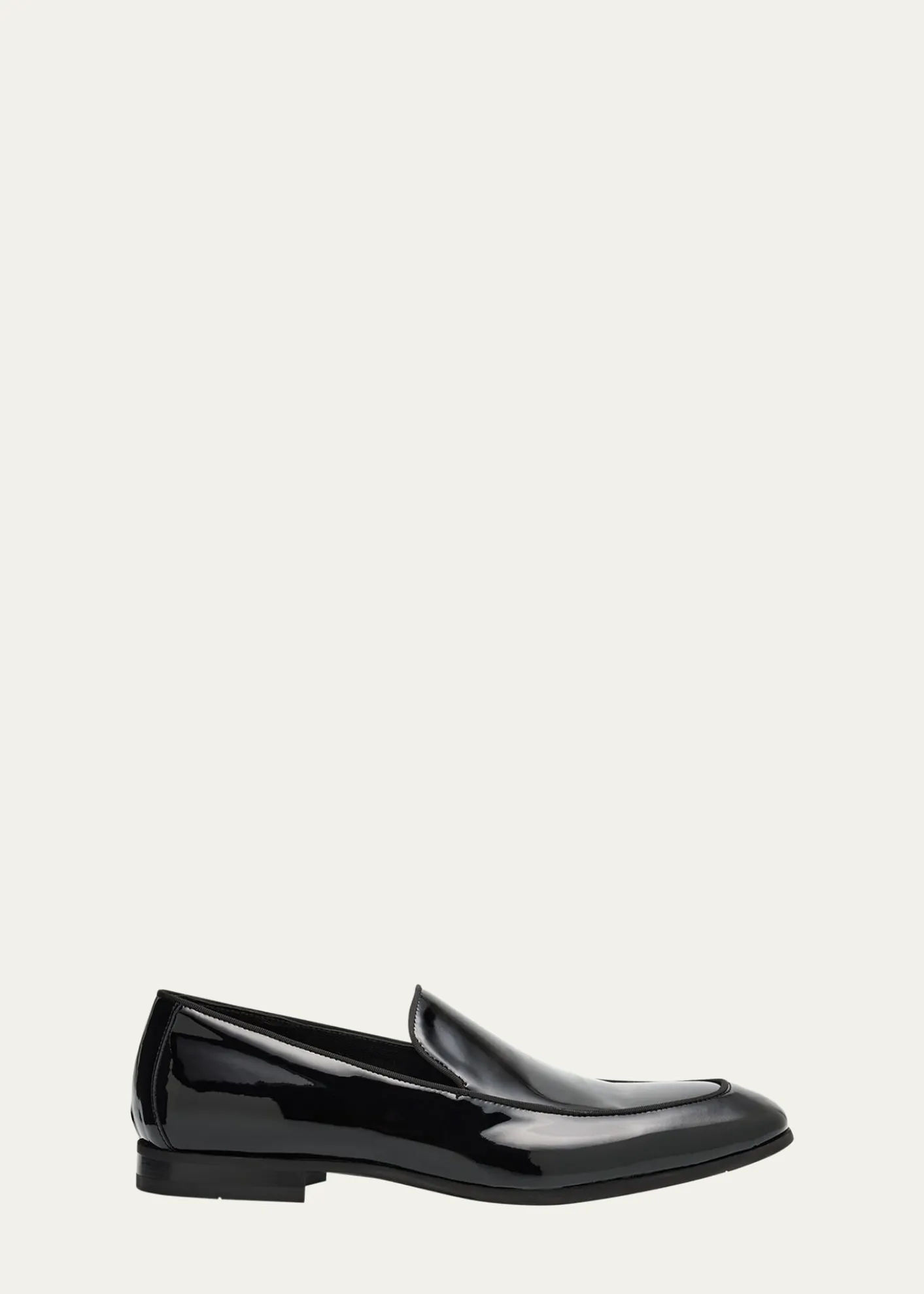 Bergdorf GoodmanMen's Piped Patent Leather Apron-Toe Venetian Loafers