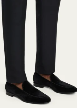 Bergdorf GoodmanMen's Piped Velvet Apron-Toe Venetian Loafers