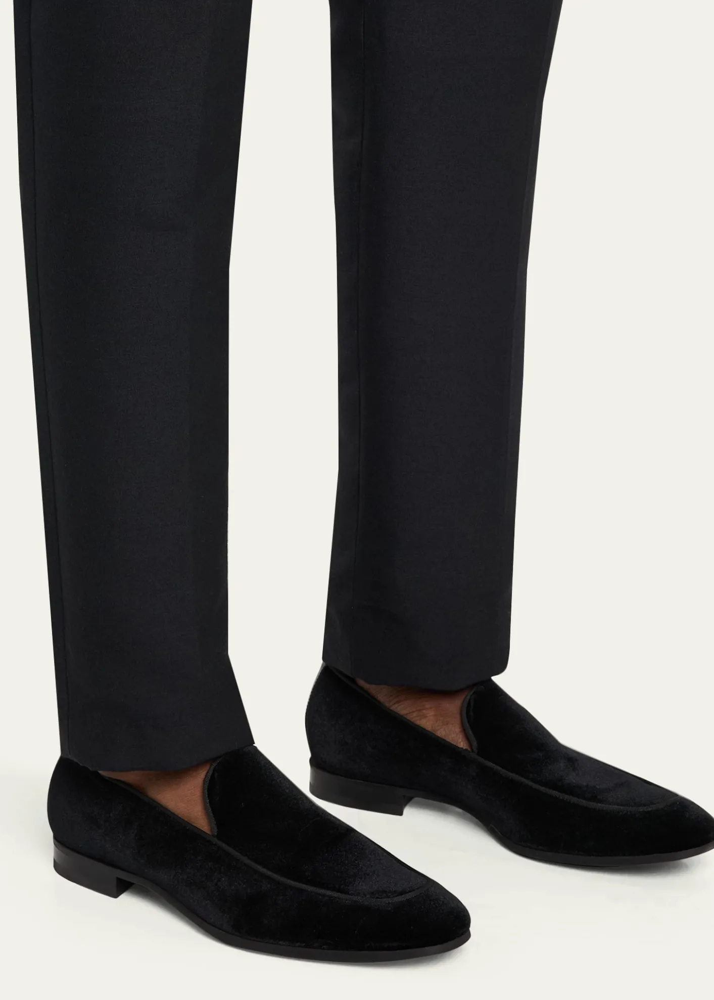 Bergdorf GoodmanMen's Piped Velvet Apron-Toe Venetian Loafers