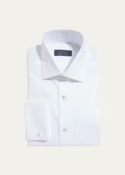 Bergdorf GoodmanMen's Stud-Front Micro Box Weave Dress Shirt