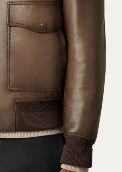 BerlutiMen's Leather & Shearling Collar Bomber Jacket