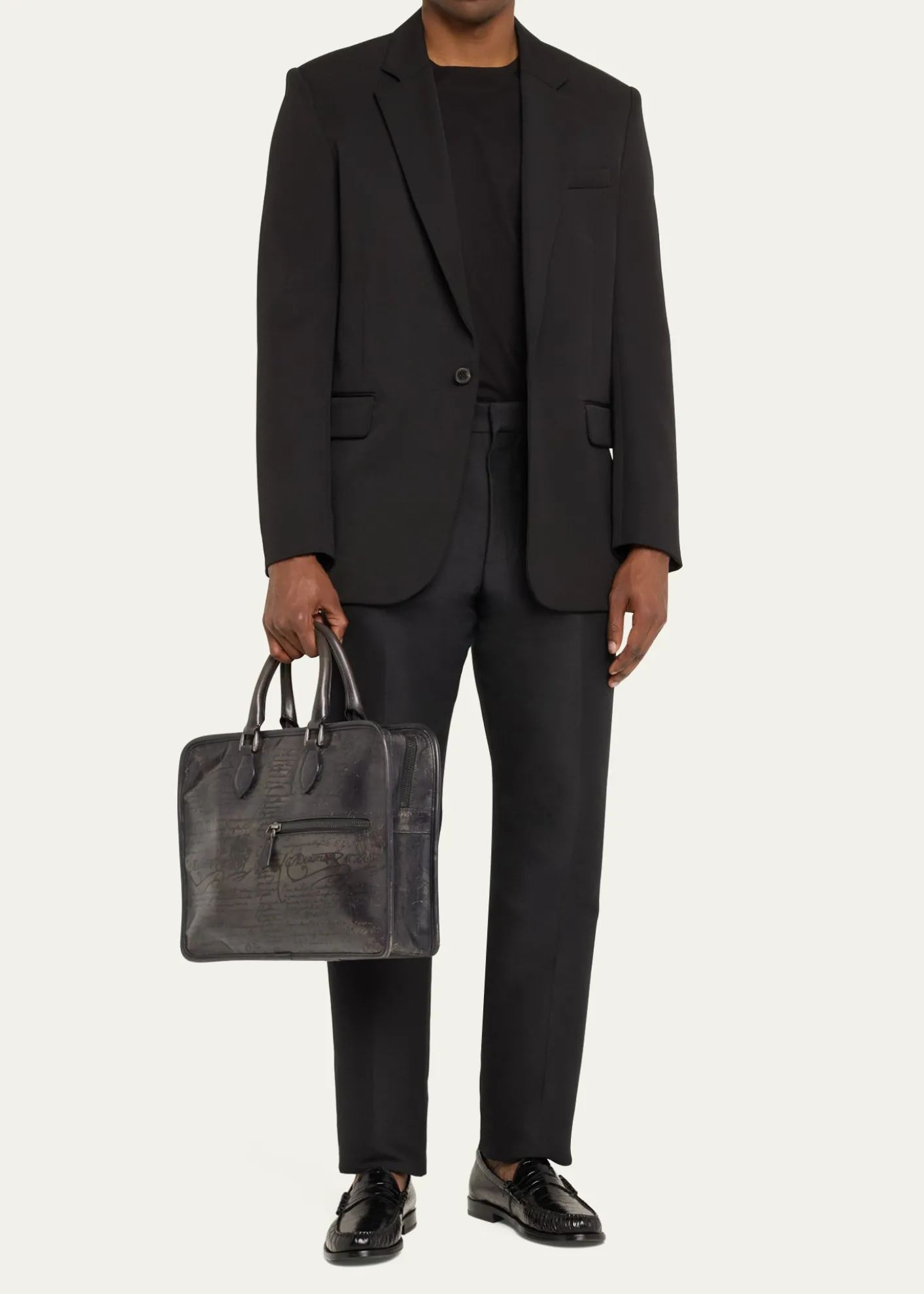 BerlutiMen's Un Jour Venezia Scritto Leather Briefcase