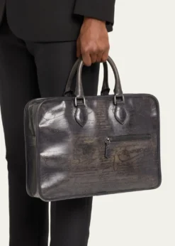 BerlutiMen's Un Jour Venezia Scritto Leather Briefcase