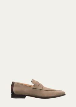 BerlutiMen's Demesure Flex Suede Penny Loafers