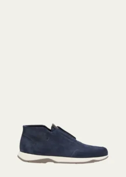 BerlutiMen's Echappee Suede Slip-On Loafer Boots