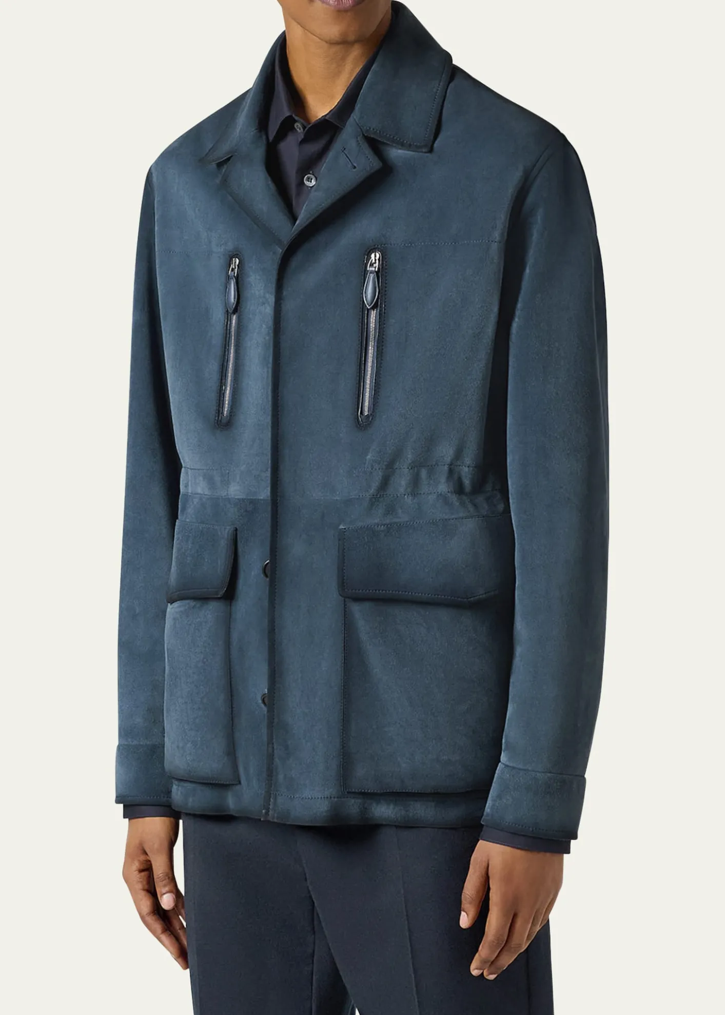 BerlutiMen's Scritto-Undercollar Leather Jacket