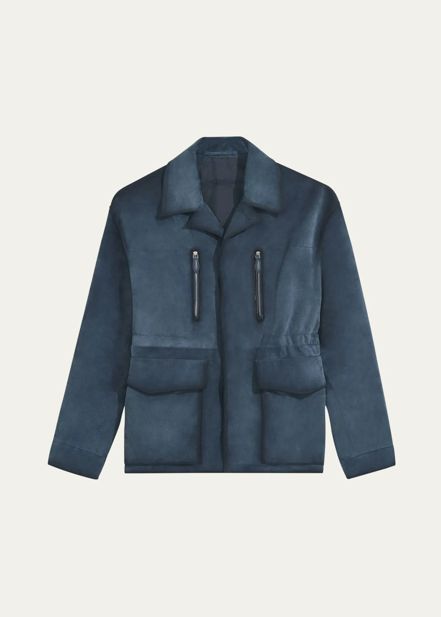 BerlutiMen's Scritto-Undercollar Leather Jacket