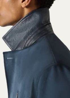 BerlutiMen's Scritto-Undercollar Leather Jacket