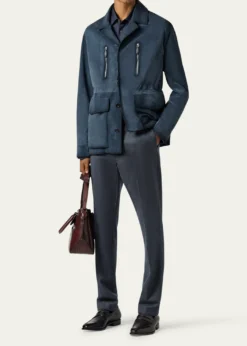 BerlutiMen's Scritto-Undercollar Leather Jacket