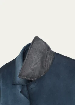 BerlutiMen's Scritto-Undercollar Leather Jacket