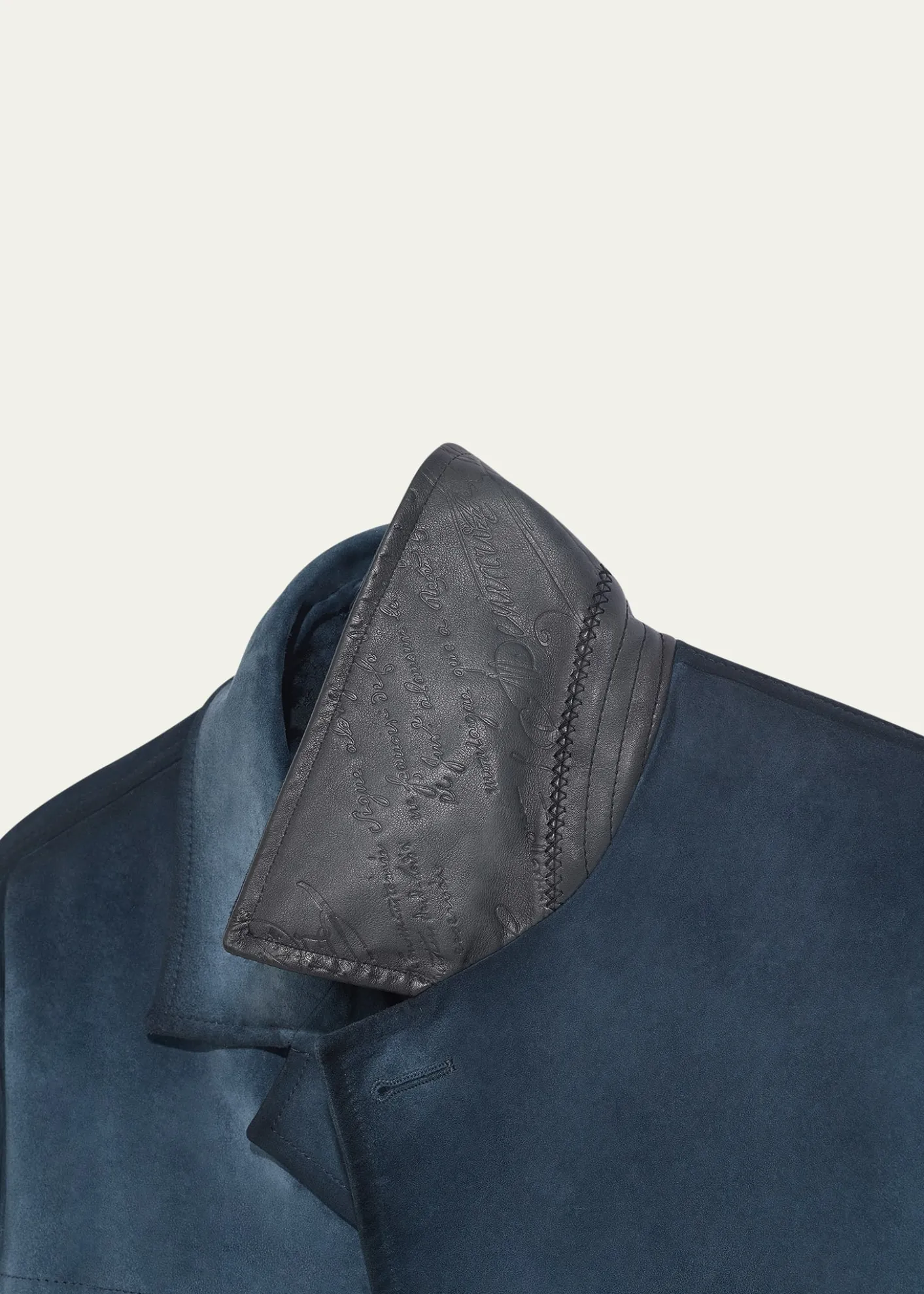 BerlutiMen's Scritto-Undercollar Leather Jacket