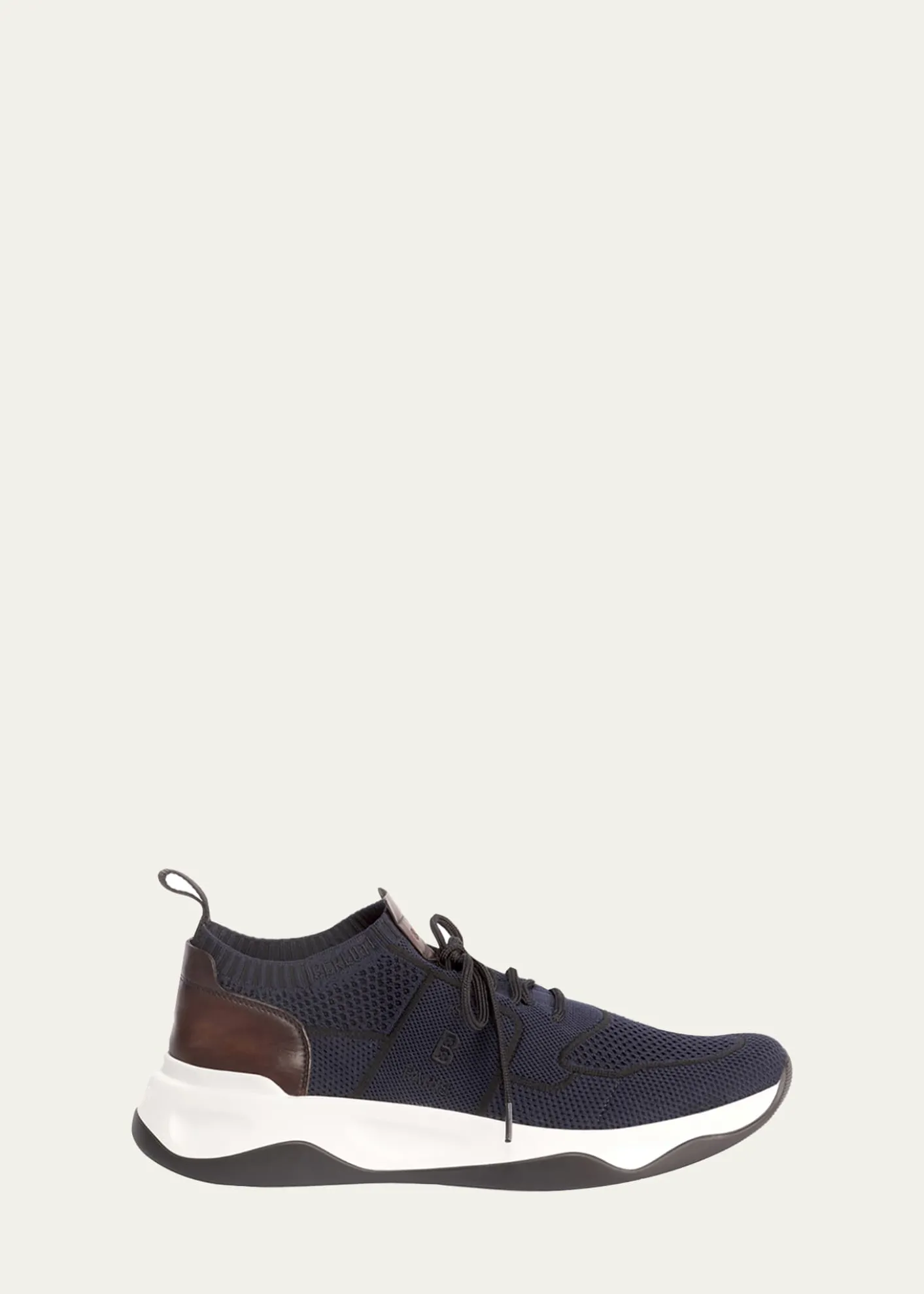 BerlutiMen's Shadow Knit Sneaker with Leather Details