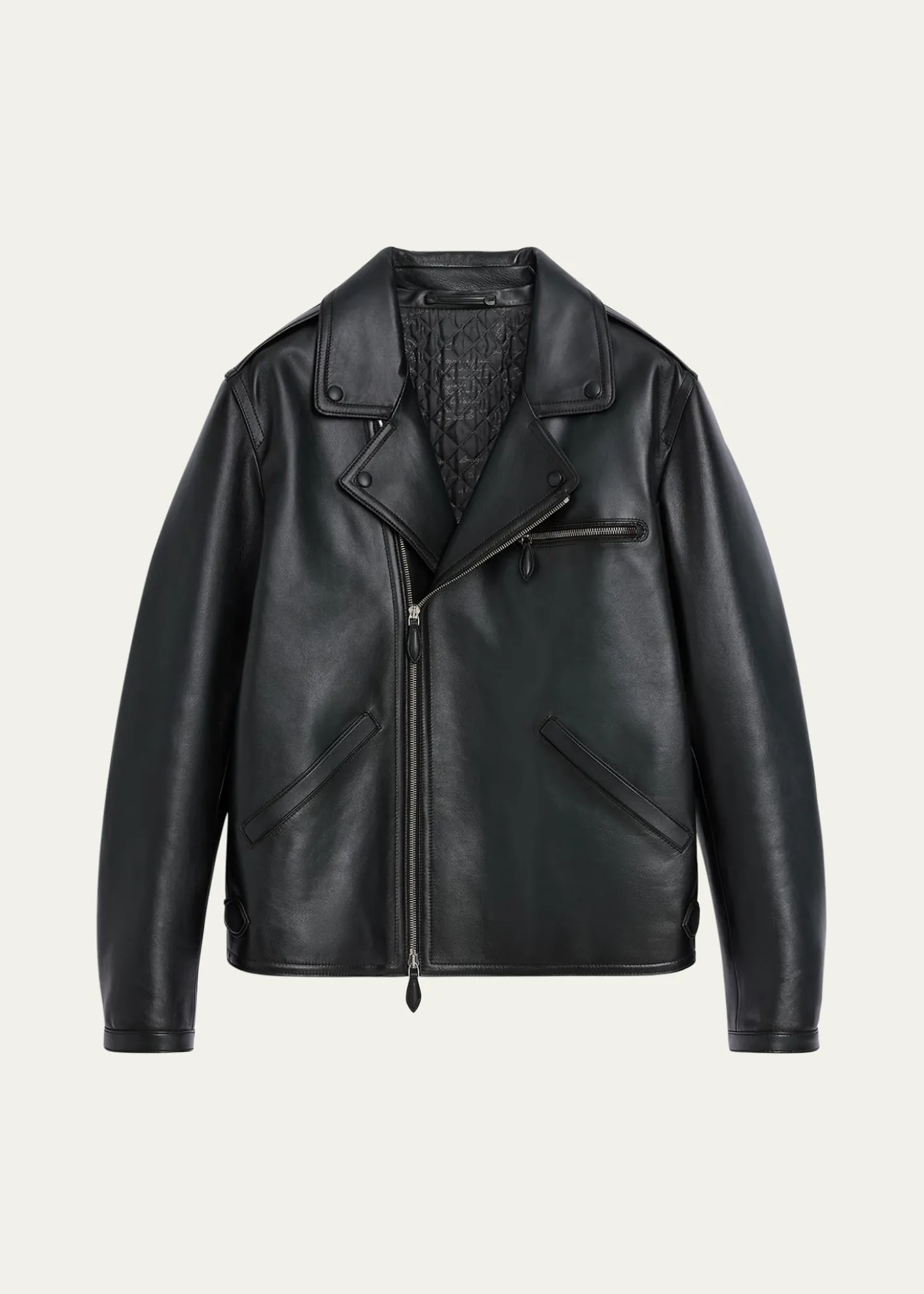 BerlutiMen's Un Jour Patina Leather Moto Jacket