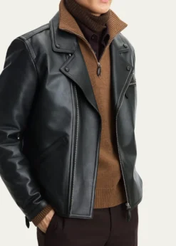 BerlutiMen's Un Jour Patina Leather Moto Jacket