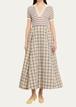 BERNADETTEKennedy Check Seersucker Midi Skirt