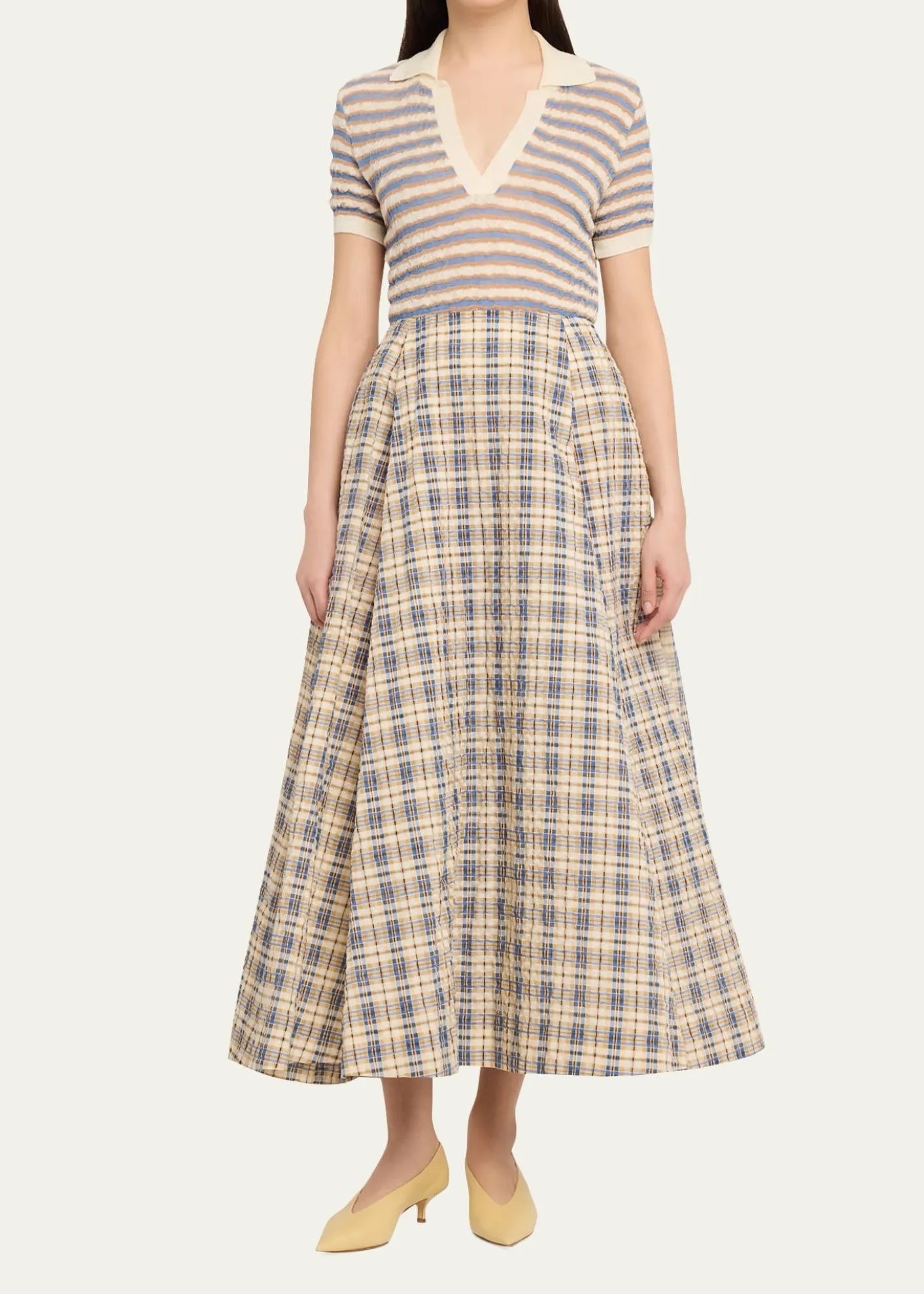 BERNADETTEKennedy Check Seersucker Midi Skirt