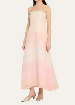 BERNADETTEOdette Strapless Threaded Silk Midi Dress