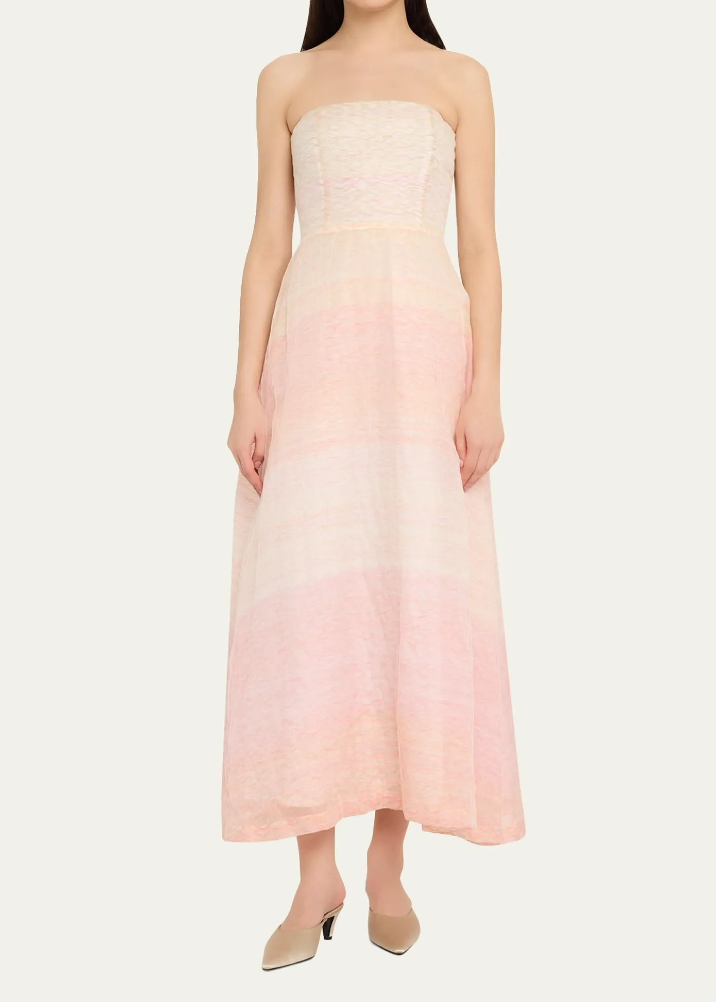 BERNADETTEOdette Strapless Threaded Silk Midi Dress