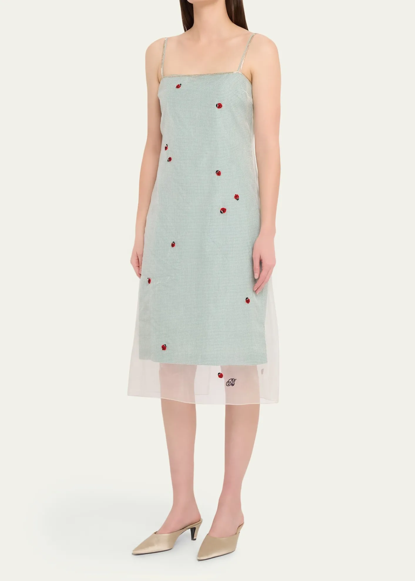 BERNADETTERachel Ladybug Embellished Layered Midi Slip Dress