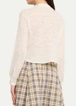 BERNADETTETurner Embellished Check Linen Button-Down Shirt