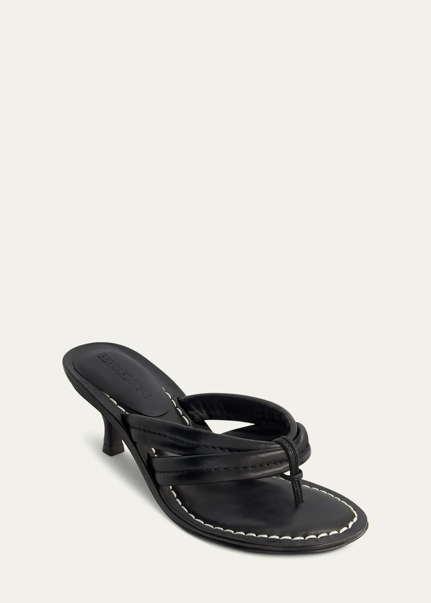 Bernardo 1946Miami Kitten-Heel Leather Mule Sandals