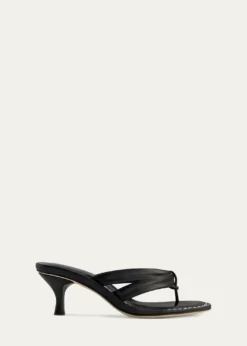 Bernardo 1946Miami Kitten-Heel Leather Mule Sandals
