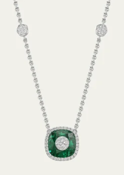 Bhansali18K White Gold 10mm Cushion-Cut Fusion Necklace with Diamonds